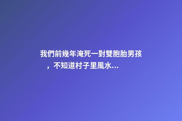 我們前幾年淹死一對雙胞胎男孩，不知道村子里風水出了什么問題導